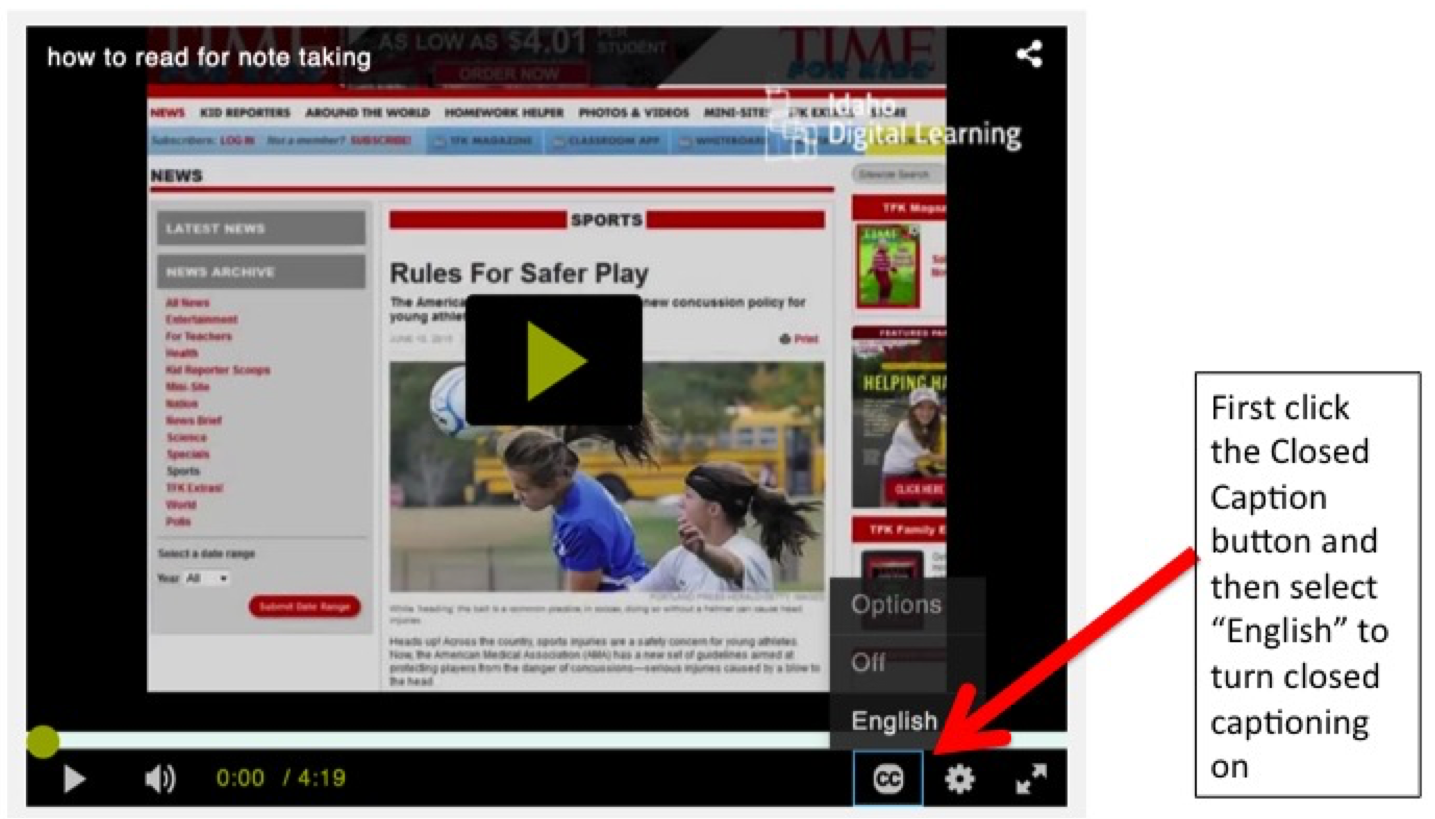 Image showing how to turn on closed captioning
